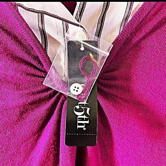 East 5th Berry/Purple Faux 2 Piece Long Sl Sweater With Shirt Insert Sz Lg Nwt - Picture 4 of 8